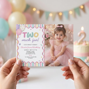 Convite de Aniversário de 2 Anos de Menina Muito D