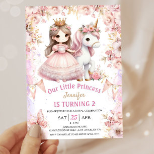 Convite de Aniversário de 2 anos de Menina Princes