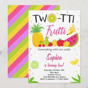Convite de Aniversário de 2 anos de Twotti Frutti 