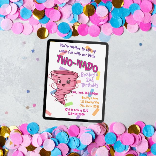 Convite de aniversário de 2 anos do Pink TwoNado (Criador carregado)