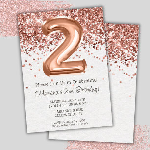 Convite de Aniversário de 2 anos em Rose Gold