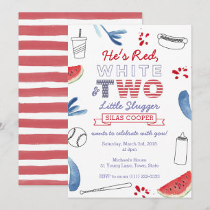 Convite de Aniversário de 2 anos Little Slugger Ba