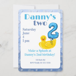 Convite de Aniversário de 2 anos Make a Splash Rub