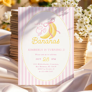 Convite de Aniversário de 2 anos Pink Bananas