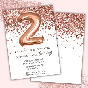 Convite de Aniversário de 2 anos Rose Gold