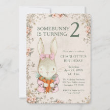 Convite de Aniversário de 2 Anos Somebunny is Turn
