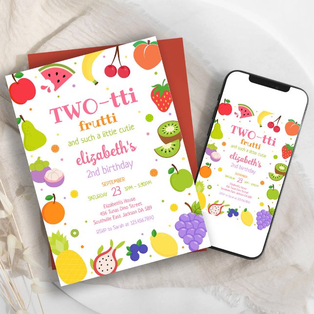 Convite de Aniversário de 2 anos Two-tti Frutti Fr (Criador carregado)
