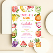 Convite de Aniversário de 2 anos Two-tti Frutti Fr