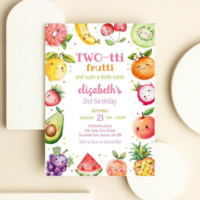 Convite de Aniversário de 2 anos Two-tti Frutti Fr (Criador carregado)