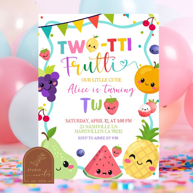 Convite de Aniversário de 2 anos Twotti Frutti (Criador carregado)