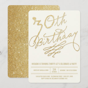 Convite de Aniversário de 30 Anos Adulto Glamour B