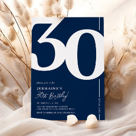 Convite de Aniversário de 30 Anos Azul Marinho Ser