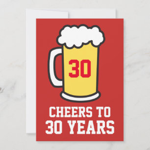 Convite de Aniversário de 30 Anos Cerveja Cheers T