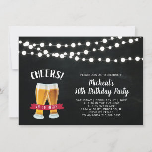 Convite de Aniversário de 30 anos Chalkboard Cheer