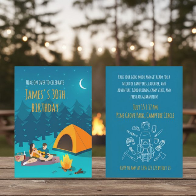 Convite de Aniversário de 30 Anos com Acampamento  (Criador carregado)