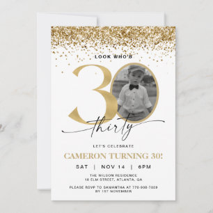 Convite de Aniversário de 30 anos com Foto Moderno