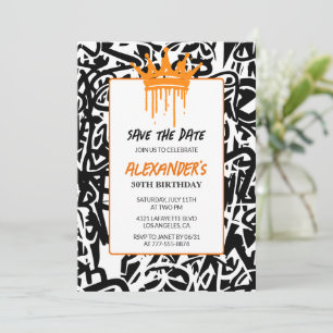 Convite de aniversário de 30 anos com grafite Salv