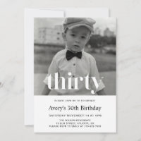Convite de Aniversário de 30 Anos com Tipografia N