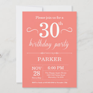 Convite de Aniversário de 30 anos Coral