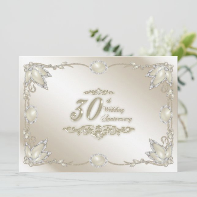 Convite de Aniversário de 30 Anos de Casamento (Em pé/Frente)