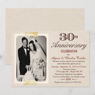 Convite de Aniversário de 30 Anos de Casamento - F
