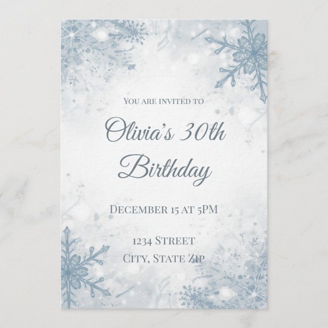 Convite de Aniversário de 30 anos de Inverno Elega (Frente)