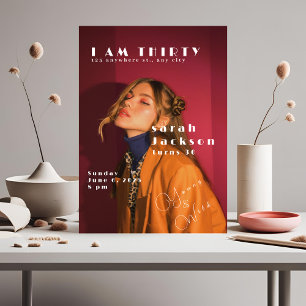 Convite de aniversário de 30 anos de Trendy com fo