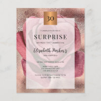 Convite de aniversário de 30 anos dourado rosa eco