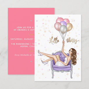 Convite de Aniversário de 30 Anos Feminino