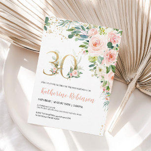 Convite de Aniversário de 30 Anos Floral Elegante
