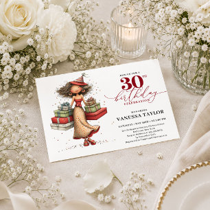 Convite de Aniversário de 30 Anos Marsala para Mul