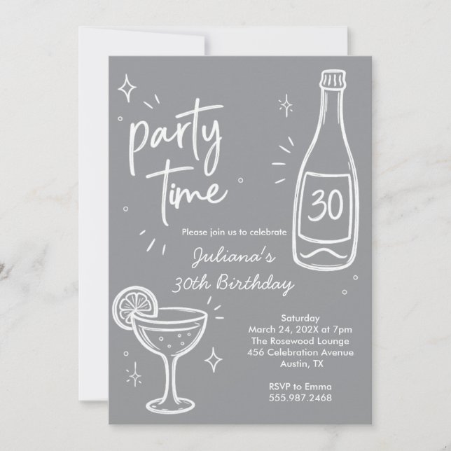 Convite de Aniversário de 30 anos Moderno de Garra (Frente)