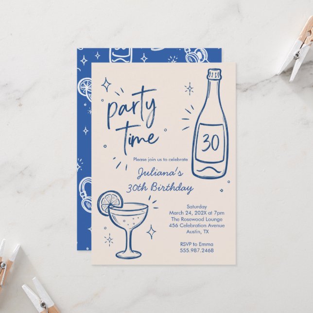 Convite de Aniversário de 30 anos Moderno de Garra (Frente/Verso In Situ)