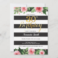 Convite de Aniversário de 30 anos para Mulheres. F
