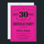 Convite de Aniversário de 30 anos Preto e Rosa Vib<br><div class="desc">Convite de Aniversário de 30 anos Preto e Rosa Vibrante Tipografia. Fundo Preto e Rosa Vibrante. Aniversário de Adulto. Aniversário de Homem ou Mulher. Convite de Aniversário para Crianças, Menino ou Menina, Adolescente. 13º 15º 16º 18º 20º 21º 30º 40º 50º 60º 70º 80º 90º 100º. Qualquer Idade. Para personalização...</div>