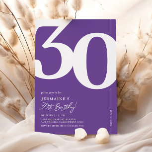Convite de Aniversário de 30 Anos Roxo Trinta