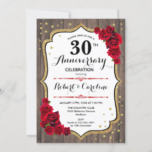 Convite de Aniversário de 30 anos - Rustic Wood Go