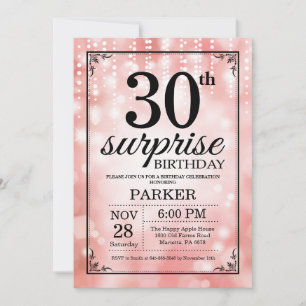 Convite de Aniversário de 30 anos Surpresa Brilho 