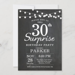Convite de Aniversário de 30 anos Surpresa em Quad