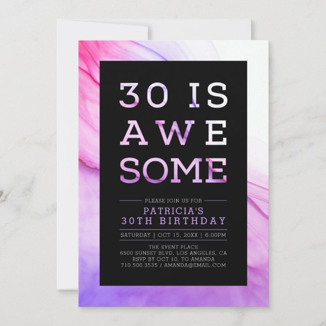Convite de Aniversário de 30 Anos | Tipografia Mod (Frente)