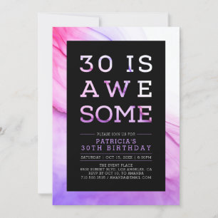 Convite de Aniversário de 30 Anos   Tipografia Mod