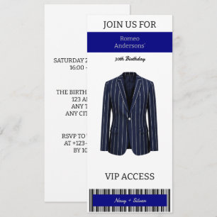 Convite de Aniversário de 30 anos VIP Navy Silver 