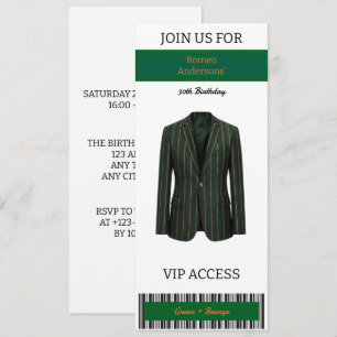 Convite de Aniversário de 30 anos VIP Terno Verde