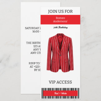 Convite de Aniversário de 30 anos VIP Terno Vermel