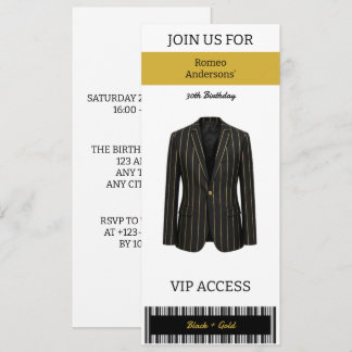Convite de Aniversário de 30 anos VIP Traje Preto