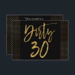 Convite de aniversário de 30 folhas de ouro<br><div class="desc">Suja 30 Black e Faux Gold Foil Glamorous Convite de Aniversário.</div>