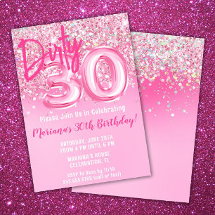Convite de Aniversário de 30 Trinta Anos Pink Dirt