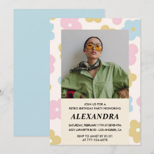 Convite de aniversário de 32 anos Floral Fofo Foto