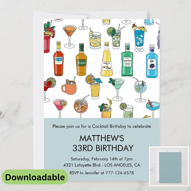 convite de aniversário de 33 anos Cocktail Contemp (Criador carregado)