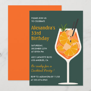 convite de aniversário de 33 anos Cocktail Elegant